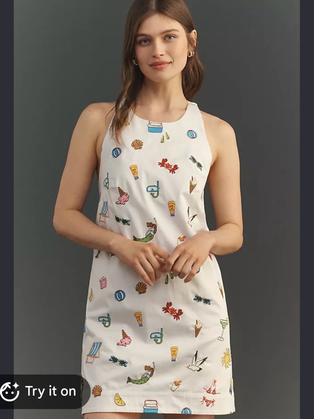 NWT Maeve Anthropologie sleeveless beaded shift mini dress beachy size M